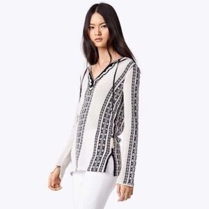 NWOT Tory Burch Sz XS ‘Ria’ Open Pointelle Knit Hooded Tunic Top